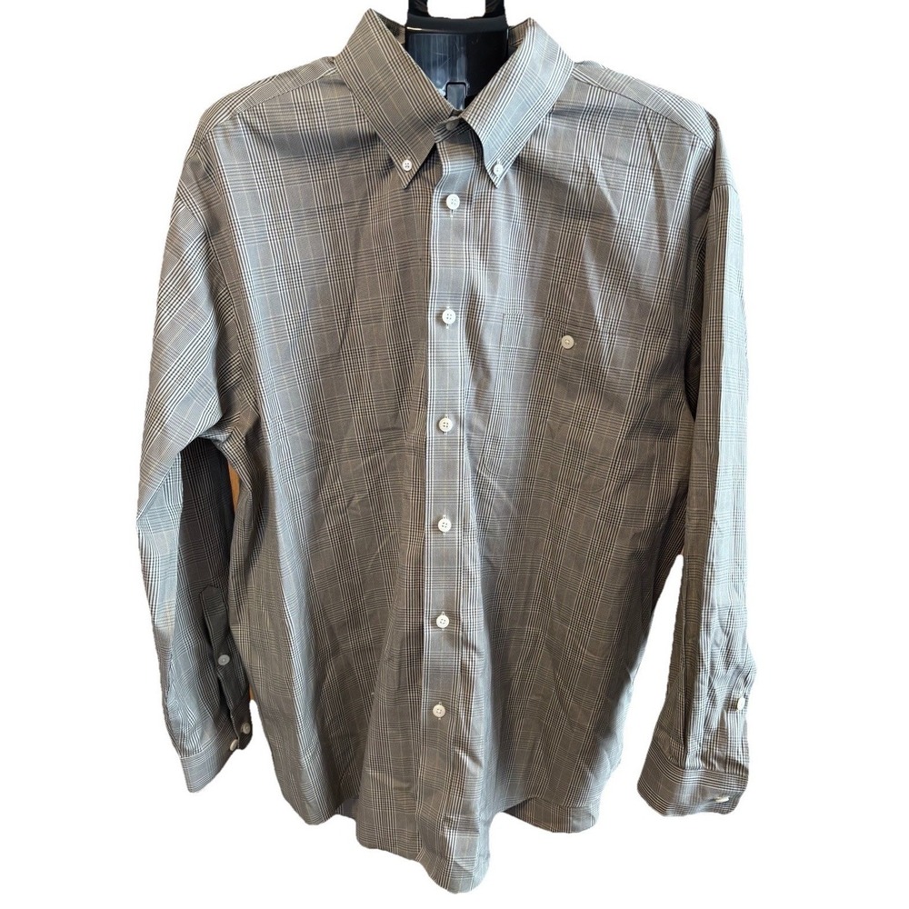Orvis Mens XL Olive Green Glen Plaid Long Sleeve Button Down Shirt Career Preppy
